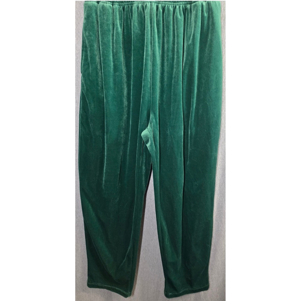 Vintage EZ Gear‎ Sweat Pants PLus Size XL Green Velour Plush Velvety Pockets